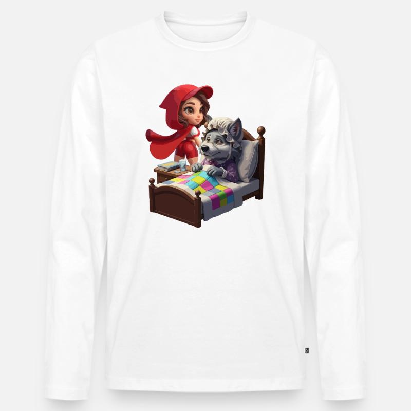 Rotkäppchen bei Oma Wolf - Männer Premium Bio Langarmshirt - Weiß