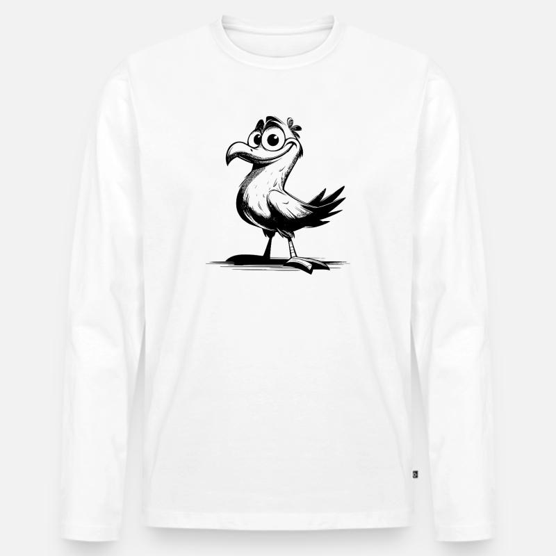 Comedy Vogel Lachgarantie mit Schnabel - Männer Premium Bio Langarmshirt - Weiß