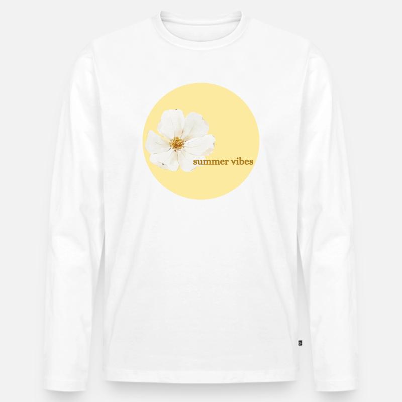 Sommer Vibes Blüten Design - Männer Premium Bio Langarmshirt - Weiß