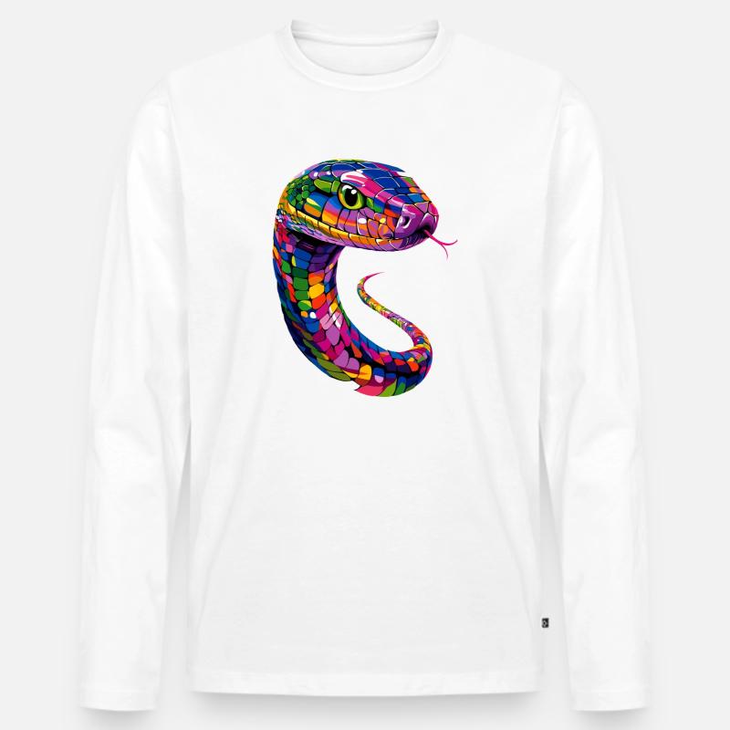 Schlange Python Kobra Klapperschlange Schlangen - Männer Premium Bio Langarmshirt - Weiß