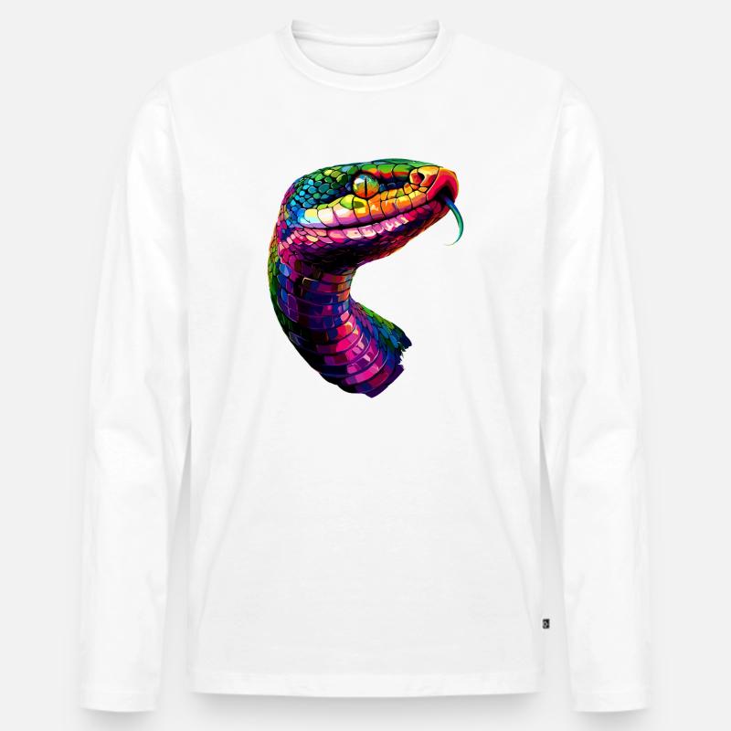 Schlange Python Kobra Klapperschlange Schlangen - Männer Premium Bio Langarmshirt - Weiß