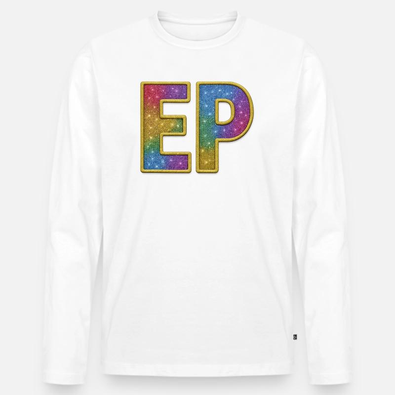 EP | Galaktischer Glitter-Initialschriftzug - Männer Premium Bio Langarmshirt - Weiß