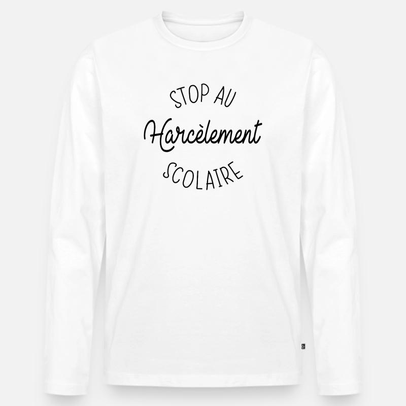 Stoppen Sie Mobbing in der Schule - Männer Premium Bio Langarmshirt - Weiß