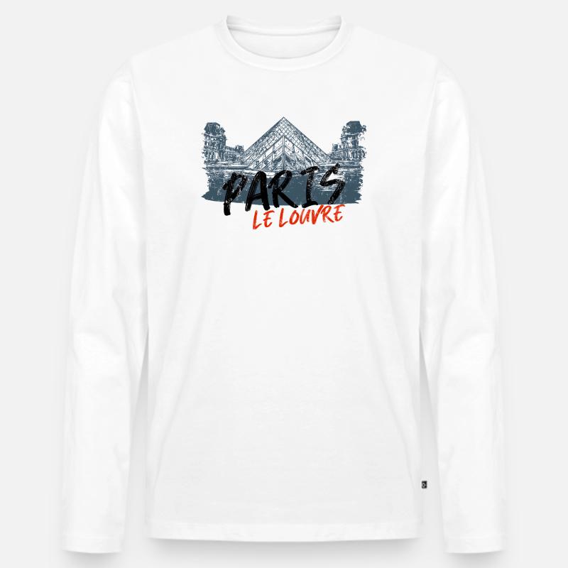 Design Inspiration Louvre Pyramide Paris - Männer Premium Bio Langarmshirt - Weiß