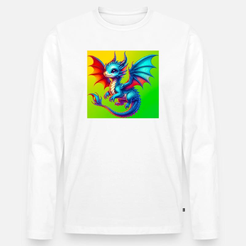 Drache - Männer Premium Bio Langarmshirt - Weiß
