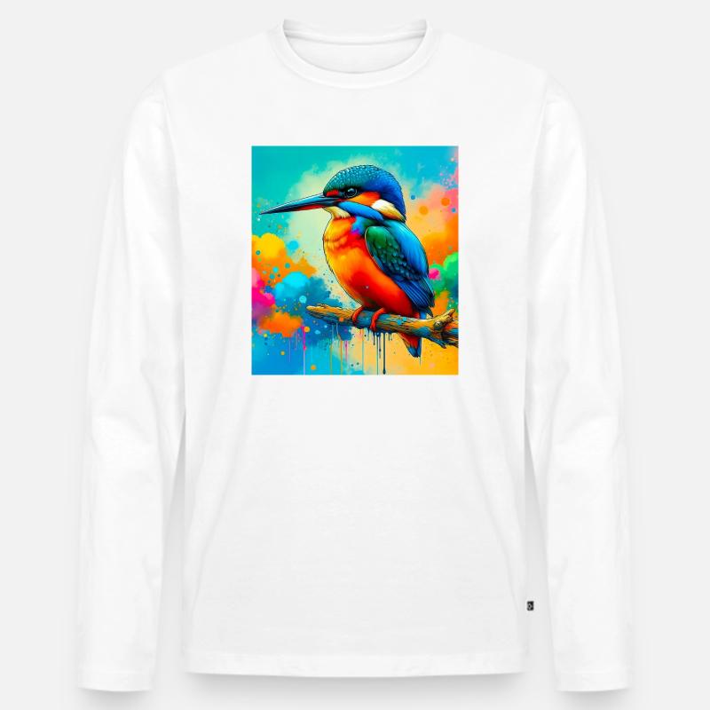 Eisvogel - Männer Premium Bio Langarmshirt - Weiß
