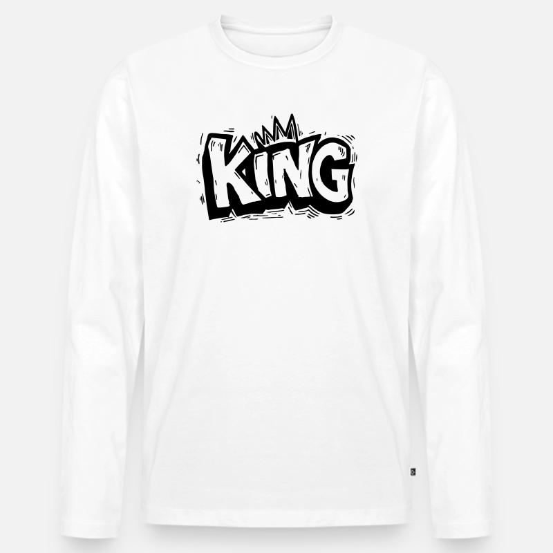 König Graffiti - Männer Premium Bio Langarmshirt - Weiß
