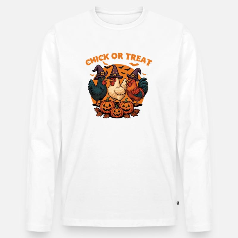 Küken oder Leckerli Gruseliges Halloween-Huhn - Männer Premium Bio Langarmshirt - Weiß