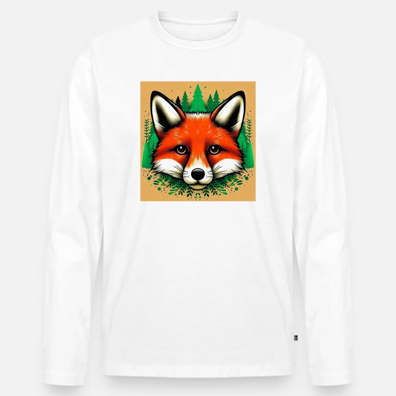 Fuchs - Männer Premium Bio Langarmshirt - Weiß