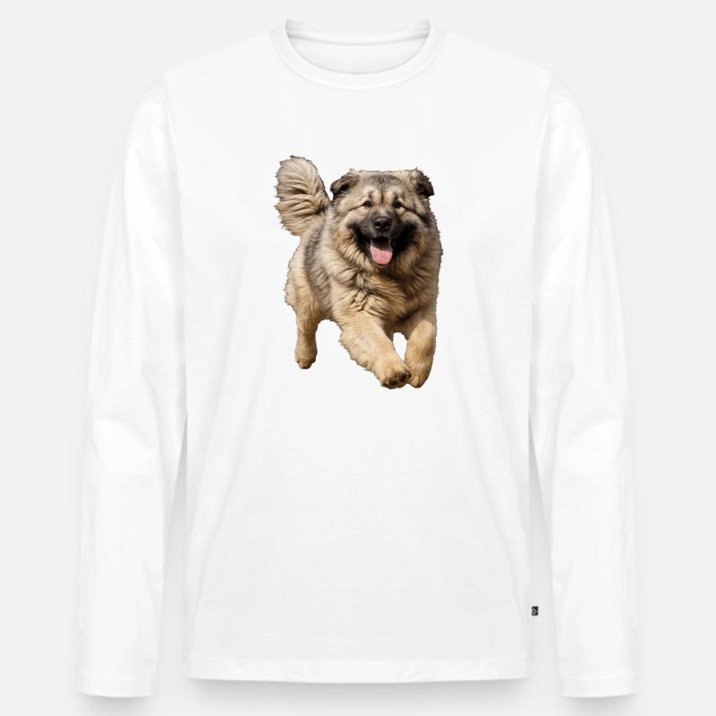 Kaukasischer Owtscharka - Männer Premium Bio Langarmshirt - Weiß