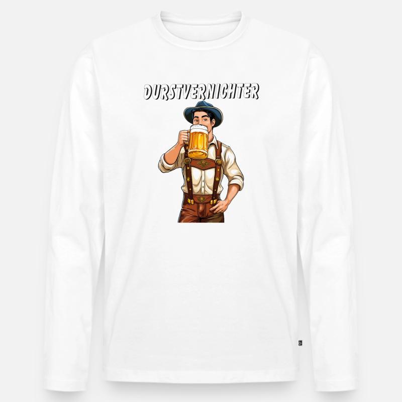 MANN Bier - Männer Premium Bio Langarmshirt - Weiß