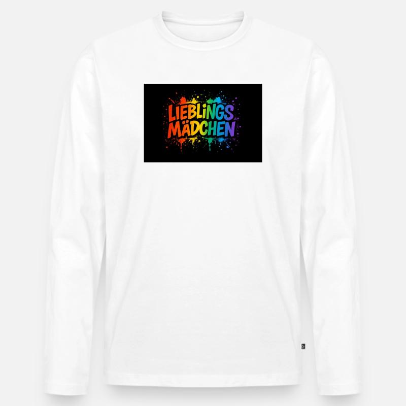 Lieblingsmädchen – Buntes Graffiti mit Farbspritze - Männer Premium Bio Langarmshirt - Weiß