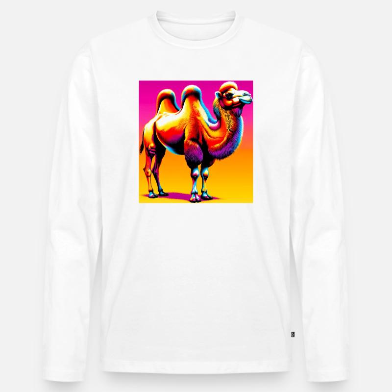 Kamel - Männer Premium Bio Langarmshirt - Weiß
