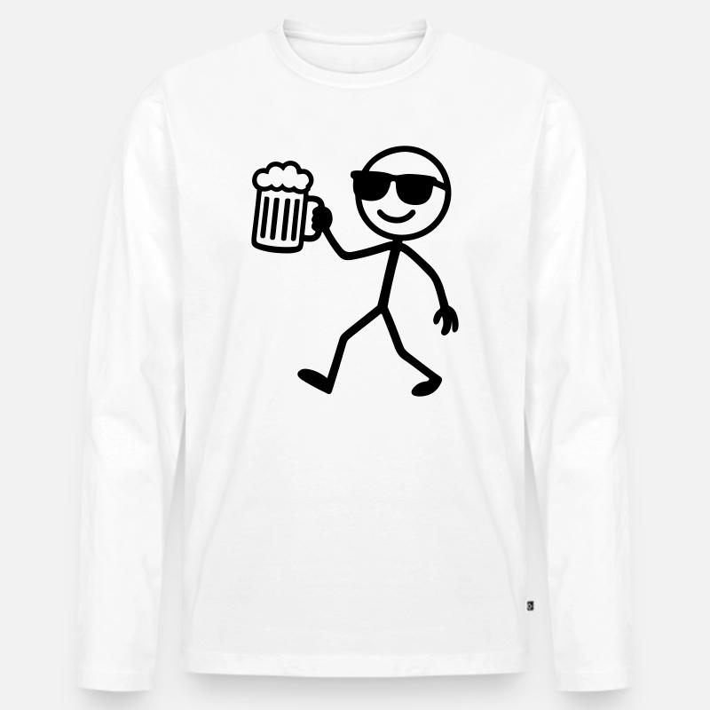 strichmännchen bier - Männer Premium Bio Langarmshirt - Weiß