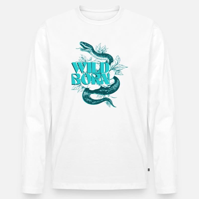 Wild Born Snake Botanisches Design - Männer Premium Bio Langarmshirt - Weiß