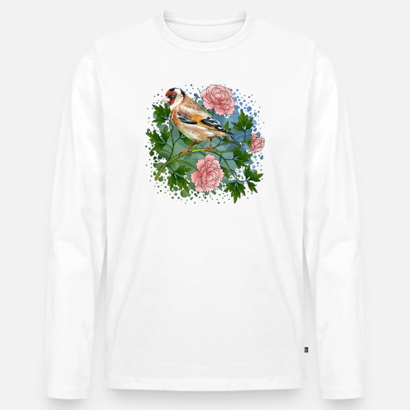 Bunter Vogel - Männer Premium Bio Langarmshirt - Weiß