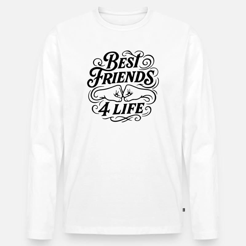 Beste Freunde Faustschlag - Männer Premium Bio Langarmshirt - Weiß