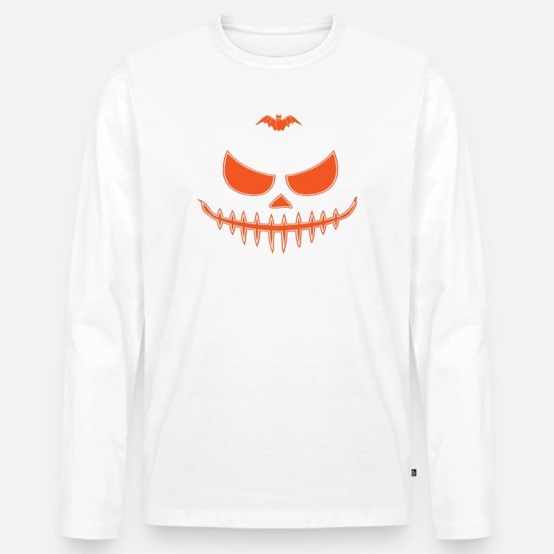 Halloween Boo Maske Design - Männer Premium Bio Langarmshirt - Weiß