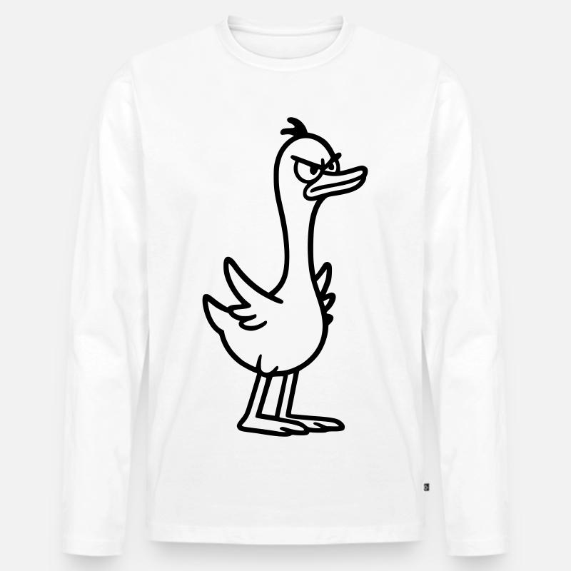 Wütende Gans - Männer Premium Bio Langarmshirt - Weiß