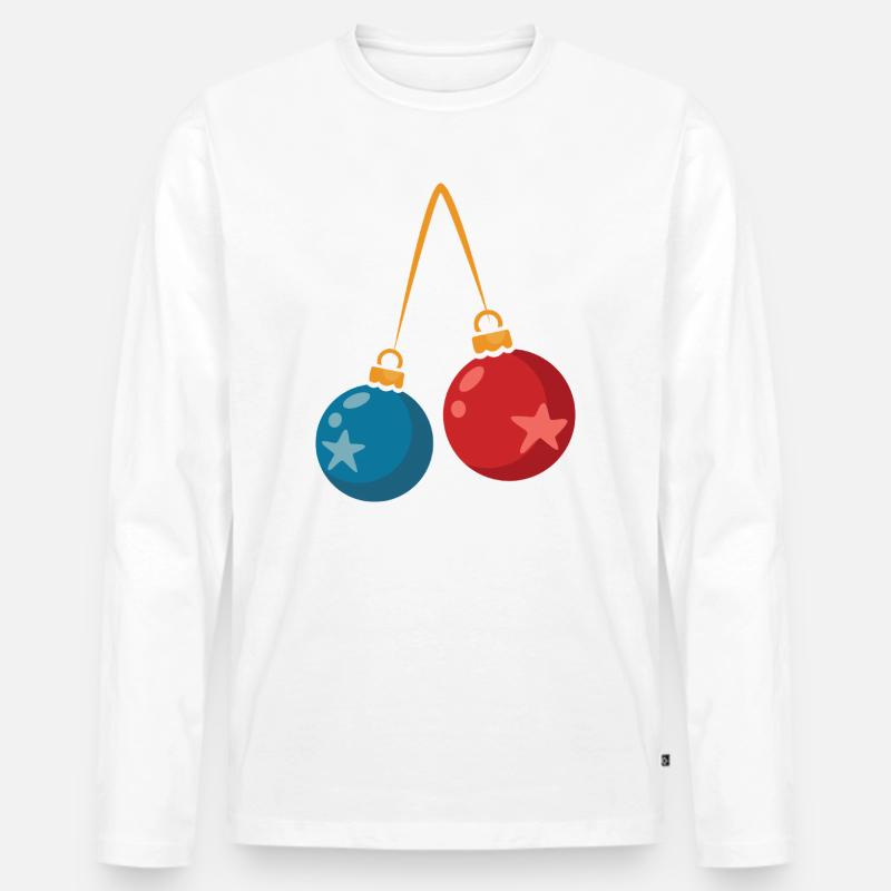 Bunte Weihnachtskugeln Deko Design - Männer Premium Bio Langarmshirt - Weiß