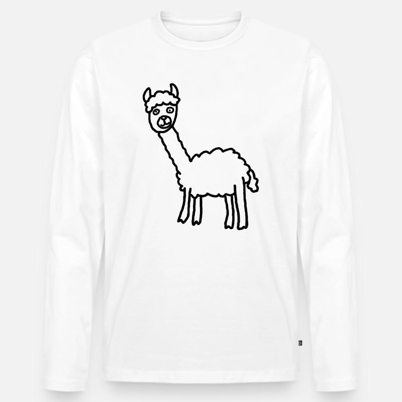 Llama Alpaca Silhouette Minimalstil - Männer Premium Bio Langarmshirt - Weiß