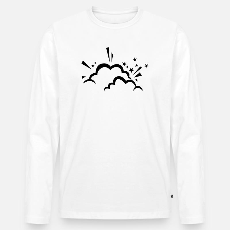 Comic Wolke nach Explosion - Männer Premium Bio Langarmshirt - Weiß
