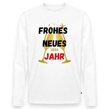 Jahreswechsel 2026 Frohes neues, Silvester - Männer Premium Bio Langarmshirt - Weiß - Vorne - Nico (187cm)