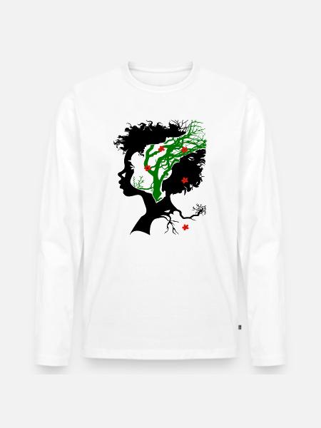 Abstract tree with flowers - Men's Premium Organic Long Sleeve Shirt - white