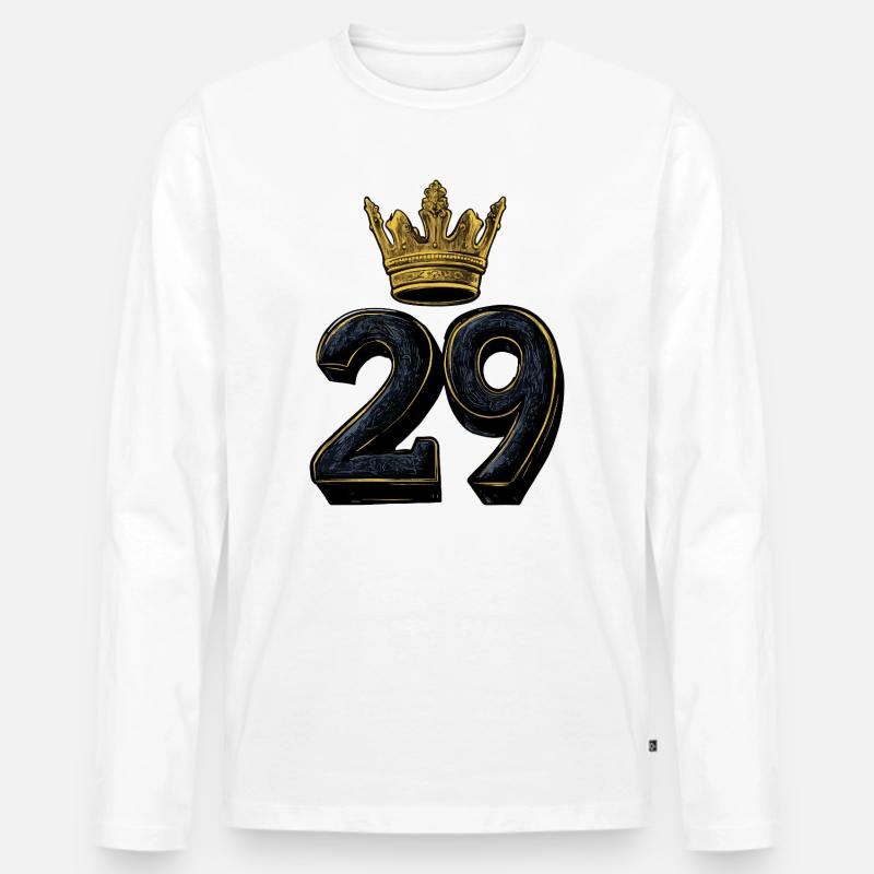 29 Zahl Krone - Männer Premium Bio Langarmshirt - Weiß