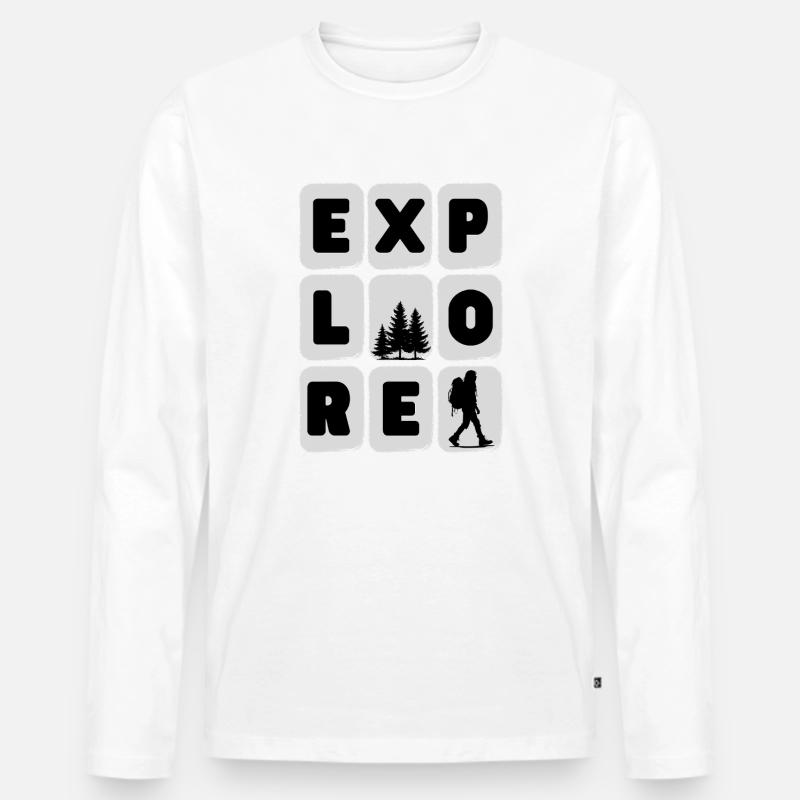 Abenteuerliche Wanderung Silhouette Design - Männer Premium Bio Langarmshirt - Weiß