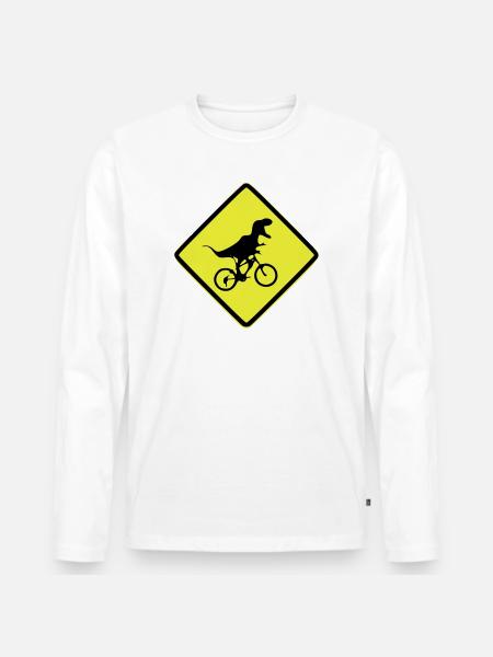 T-Rex Fahrradsignal illustriert - Männer Premium Bio Langarmshirt - Weiß