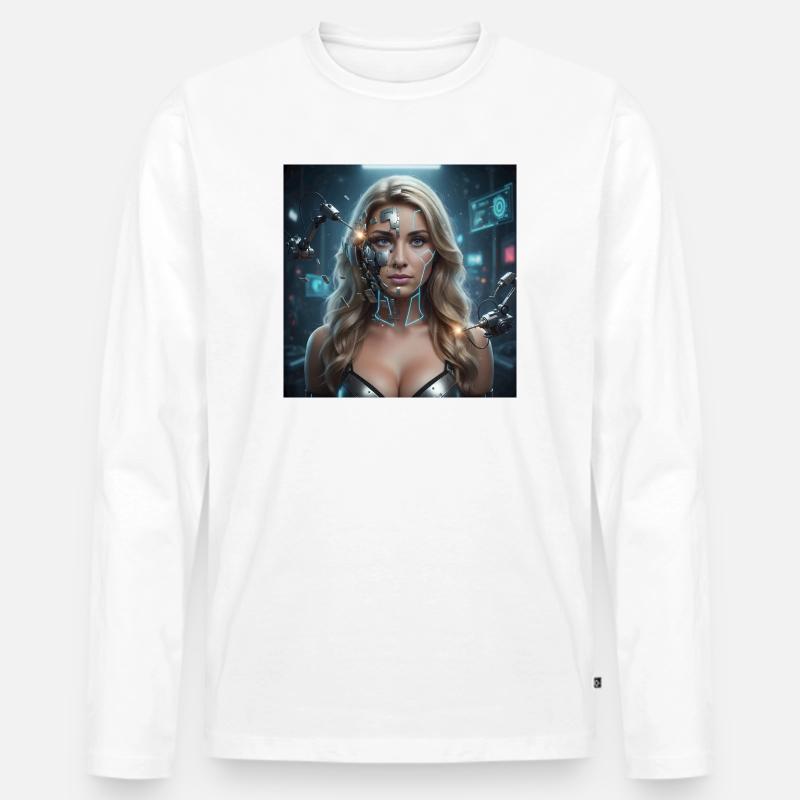 Kybernetische Maxima - Männer Premium Bio Langarmshirt - Weiß