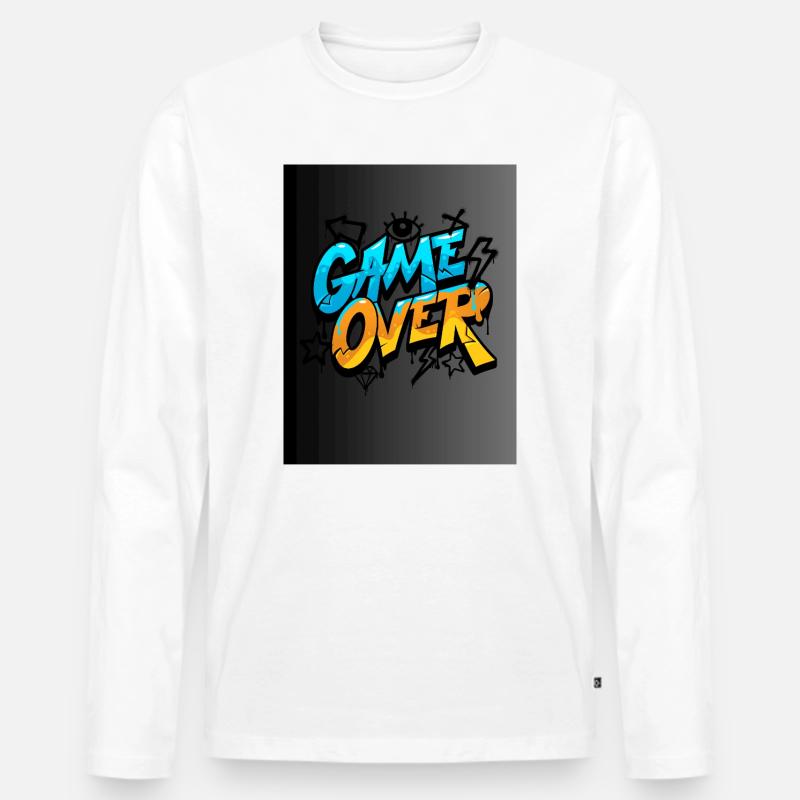 Graffiti Style Game Over Design - Männer Premium Bio Langarmshirt - Weiß