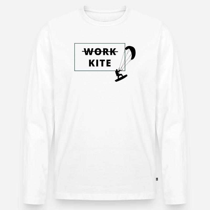 Kitesurfing, no work - kite - Männer Premium Bio Langarmshirt - Weiß