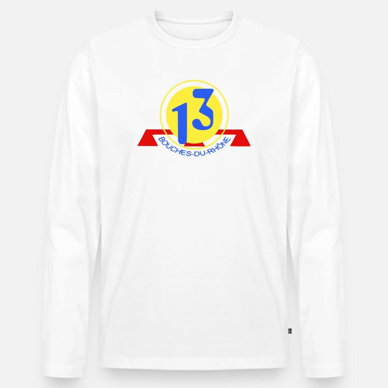 Logo 13 Bouches-du-Rhône - Männer Premium Bio Langarmshirt - Weiß