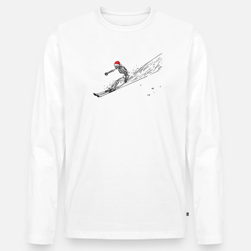 skiing santa skeleton - Männer Premium Bio Langarmshirt - Weiß