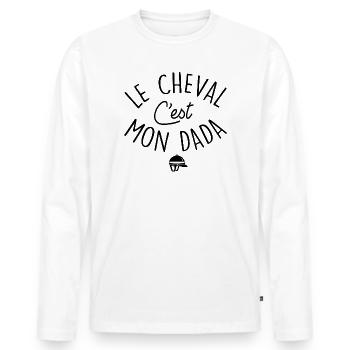 Reiten Reitsport Phrase Humor - Männer Premium Bio Langarmshirt - Weiß - Vorne - Nico (187cm)