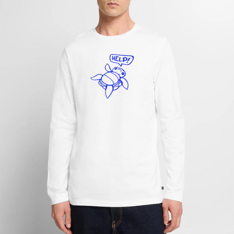 Turtle Back Tilted Over Helpless Side Help Men's Premium Organic Long Sleeve Shirt