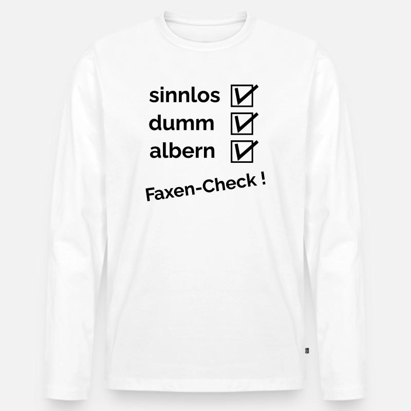 Faxen-Check - Männer Premium Bio Langarmshirt - Weiß