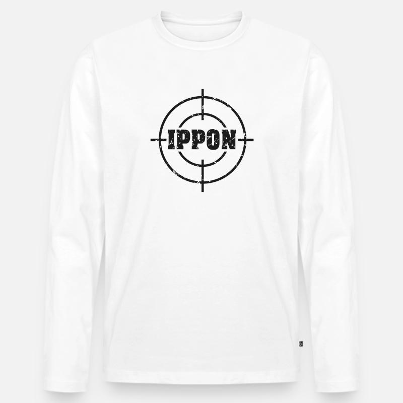 Target_judo_ippon_grunge_karsten_schwarz - Männer Premium Bio Langarmshirt - Weiß