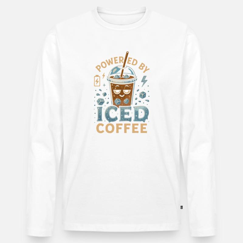 Powered by Eiskaffee - Männer Premium Bio Langarmshirt - Weiß