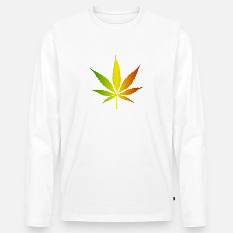 Rasta Gradient Cannabisblatt - Männer Premium Bio Langarmshirt - Weiß