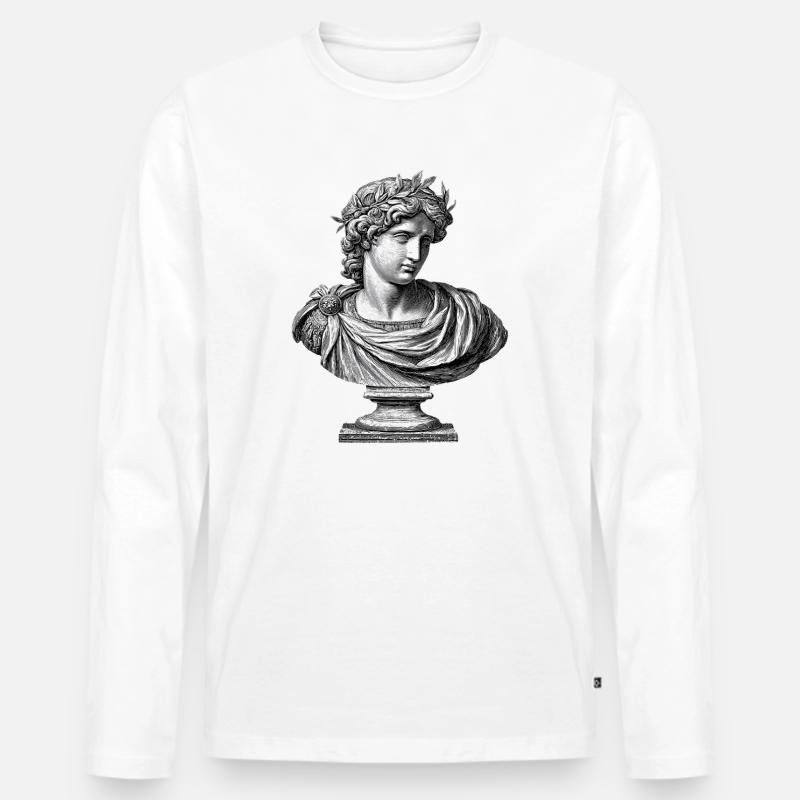 Antike Apollo Büste - Klassische Gravur - Männer Premium Bio Langarmshirt - Weiß
