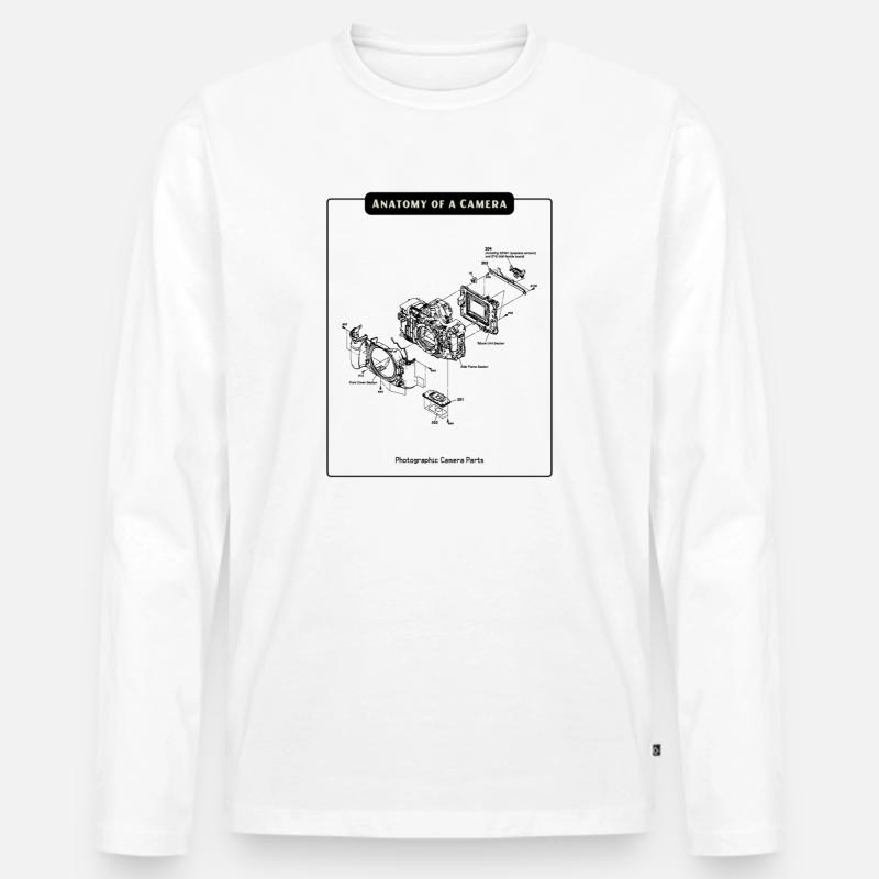 Anatomie der Kamera Silhouette - Männer Premium Bio Langarmshirt - Weiß