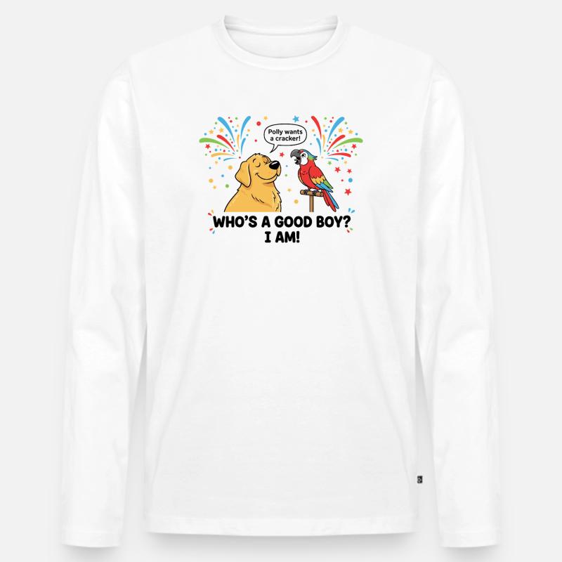 Wer ist ein braver Junge ? - Männer Premium Bio Langarmshirt - Weiß