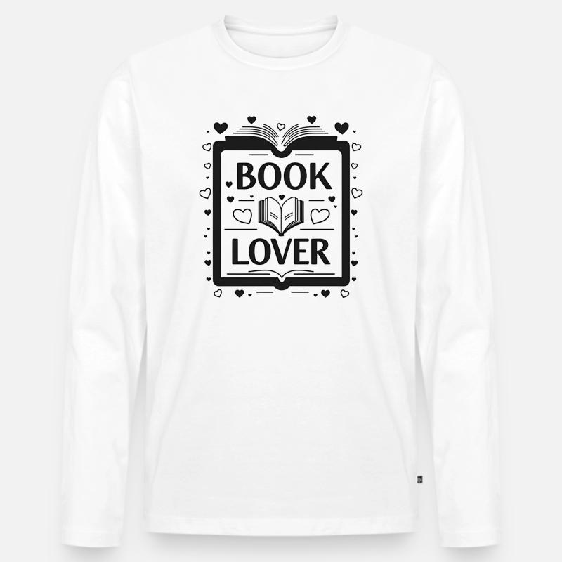 Fine Line Buch – Book Lover Design - Männer Premium Bio Langarmshirt - Weiß