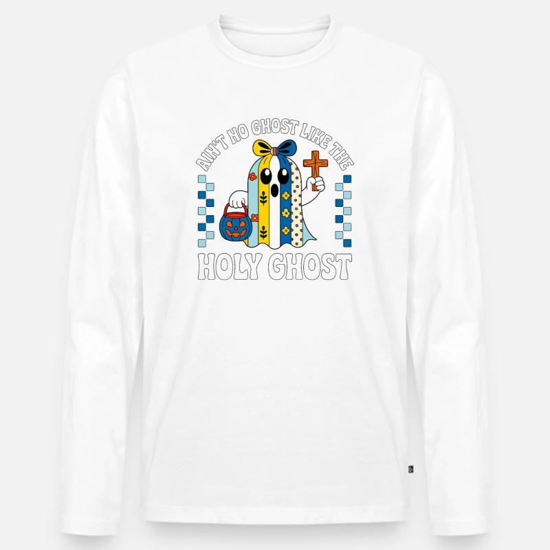 Ain't_No_Ghost_Like_The_Holy_Ghost - Männer Premium Bio Langarmshirt - Weiß