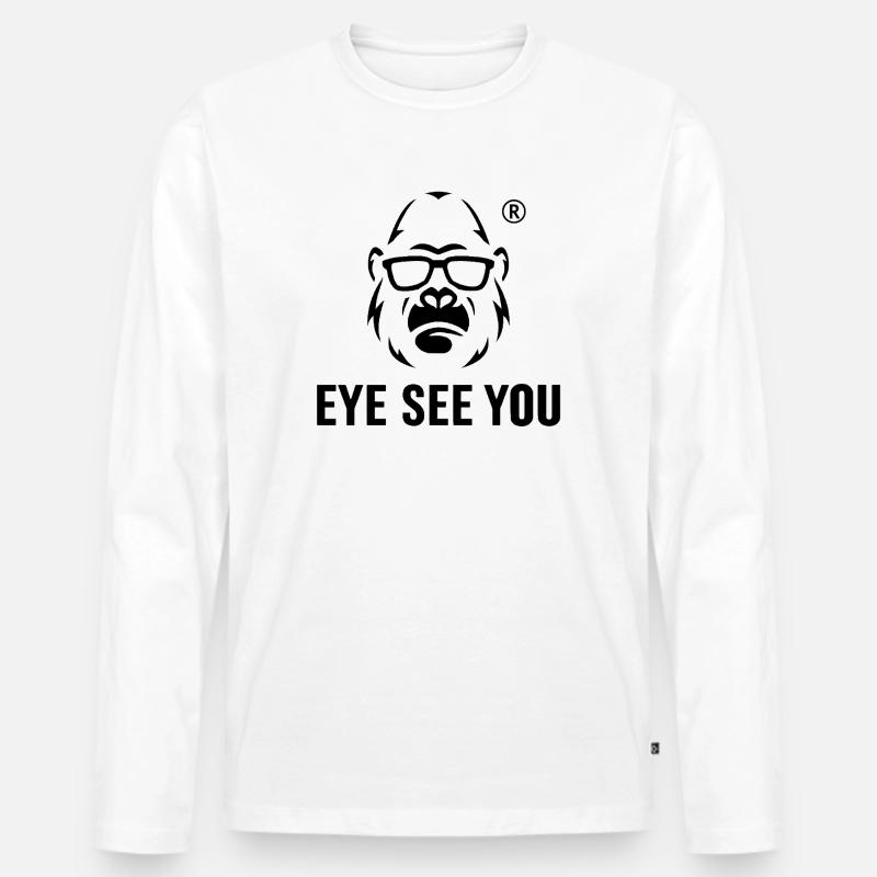 Gorilla mit Sonnenbrille Evil SeeV - Männer Premium Bio Langarmshirt - Weiß