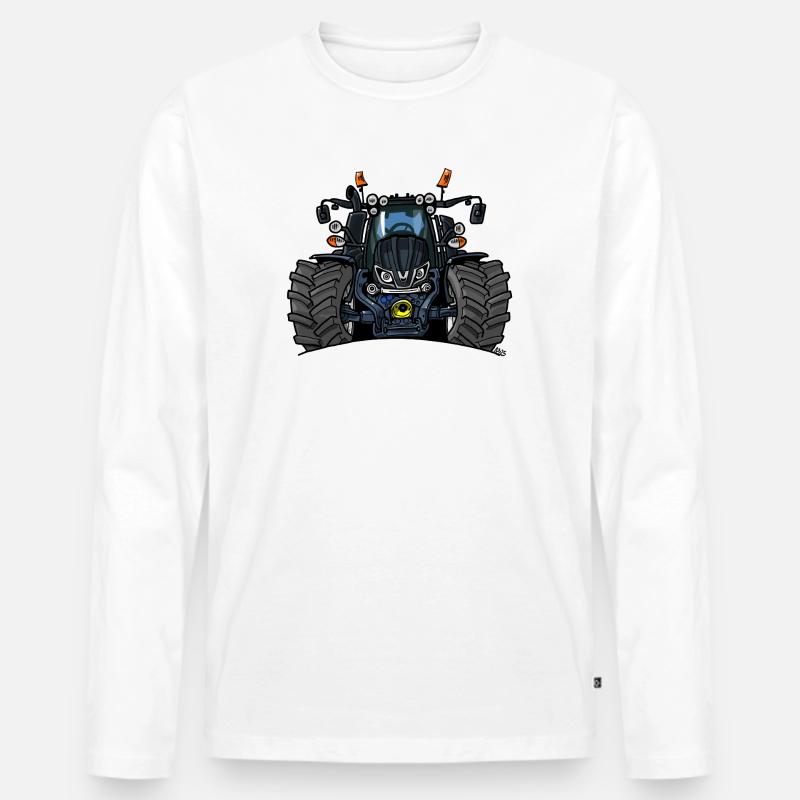 1396-SCHWARZ-V-TRAKTOR - Männer Premium Bio Langarmshirt - Weiß