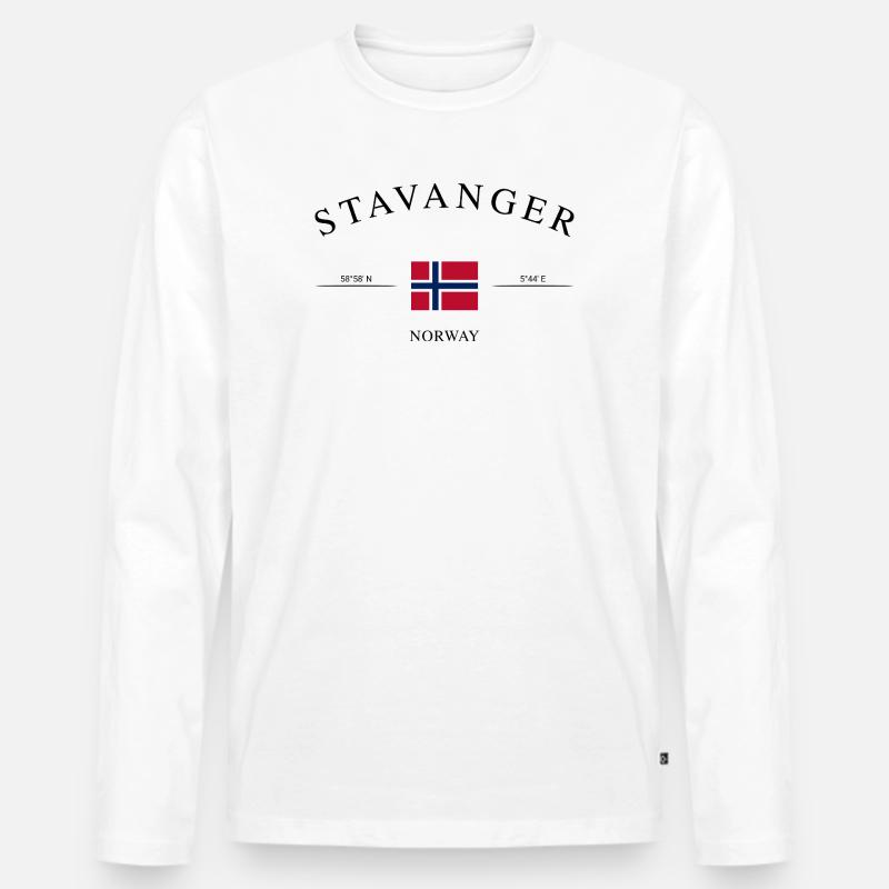 Stavanger Norwegen – Urlaub Souvenir & Geschenk - Männer Premium Bio Langarmshirt - Weiß